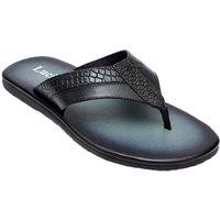 Lucini Men's Men's Textured Sandals - Slip-On Chappal for Daily Wear & Casual Use in Black | Size: 8