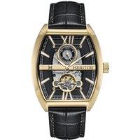 Heritor Automatic Men's Masterson Semi-Skeleton Leather-Band Watch in Gold