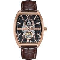 Heritor Automatic Men's Masterson Semi-Skeleton Leather-Band Watch in Brown