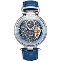 Heritor Automatic Men's Lincoln Leather-Band Skeleton Watch with Moon Phase in Blue