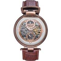 Heritor Automatic Men's Lincoln Leather-Band Skeleton Watch with Moon Phase in Brown