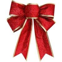 Living and Home 10Pcs Christmas Bows Ribbon Bowknot Christmas Tree Ornaments in Red