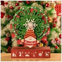 Living and Home Christmas Wooden Ferris Wheel Advent Calendar with Base in Red