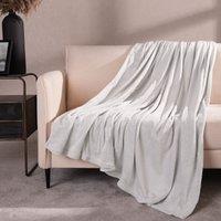 OHS Ultra Soft Flannel Fleece Throw Blanket in Silver | Size: 120 cm x 150 cm
