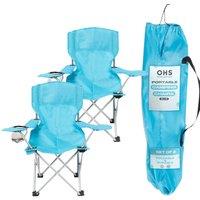 OHS Outdoor Camping Chair 2 x Folding Portable Picnic Garden Seat in Baby Blue