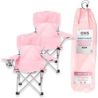 OHS Outdoor Camping Chair 2 x Folding Portable Picnic Garden Seat in Pink