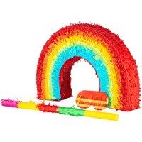 Fax Potato Pinatas Rainbow Cardboard Pinata, Stick & Blindfold Set Multi