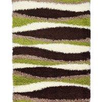 Bravich LTD Thick Shaggy Waves Rug - California in Green | Size: 80 cm x 150 cm