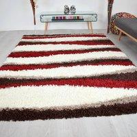Bravich LTD Thick Shaggy Waves Rug - California in Red | Size: 80 cm x 150 cm