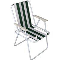 Samuel Alexander Outdoor Green & White Stripe Camping Chair with Armrests