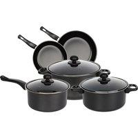 Gr8 Home Black 8 Piece Non Stick Cookware Set Cooking Pot Frying Pan Saucepan With Lids