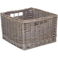 Red Hamper Wicker Square Antique Wash Unlined Storage Basket in Brown | Size: Small