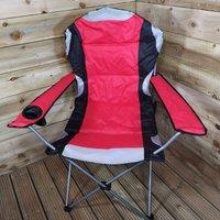 Samuel Alexander Luxury Padded High Back Outdoor Folding Chair with Cupholder in Red