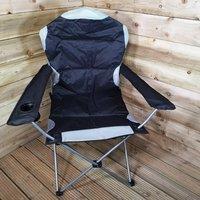 Samuel Alexander Luxury Padded High Back Outdoor Folding Chair with Cupholder in Black