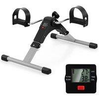 Gymax Under Desk Pedal Exerciser Folding Mini Exercise Bike With Monitor in Black