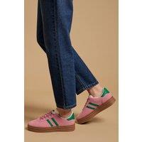 Oasis Women's Issie Faux Suede Lace Up Platform Trainers in Pink | Size: 3