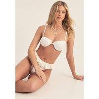 NastyGal Women's Textured Underwire Ruffle Bikini Set in Cream | Size: 12