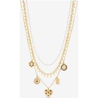 Mood Women's Gold Plated Celestial Charm Multirow Necklace