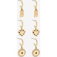 Mood Women's Gold Plated Heart Charm Earrings - Pack of 3