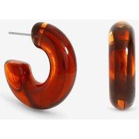 Mood Women's Gold Plated Brown Resin Hoop Earrings
