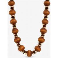 Mood Women's Gold Plated & Wood Orb Necklace in Brown