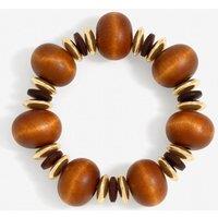 Mood Women's Gold Plated & Wood Orb Stretch Bracelet