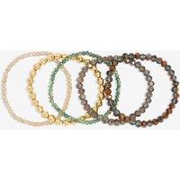 Mood Women's Gold Plated & Polished Multi-Colour Beaded Bracelets - Pack of 5