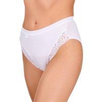 La Marquise Women's 6 Pack Lace Comfort Stretch High Leg Briefs in White | Size: 18