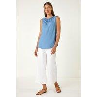 Roman Women's Elasticated Neck Vest Top in Light Blue | Size: 20