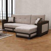 Sliding Wardrobes 4U Terrian Fabric Right Corner Sofa Bed with Ottoman Storage - Brown