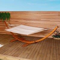 Charles Bentley 3M Garden Hammock With Wooden Arc Stand One Person - Cream