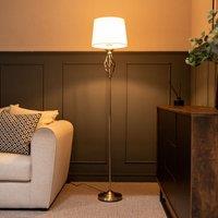 ValueLights Memphis Antique Brass Traditional Floor Lamp in Brown
