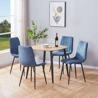 Core Products Aspen Light Oak Effect Dining Table with 4 Straight Stitch Chairs Set in Blue