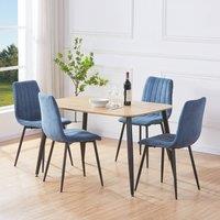 Core Products Aspen Light Oak Dining Table with 4 Straight Stitch Chairs, Dining Set in Blue