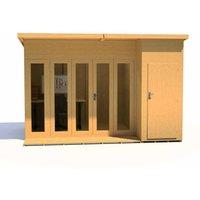 Shires Aster 12x8 ft Bi-Fold Doors & Single Door - 2 Windows Summerhouse in Brown