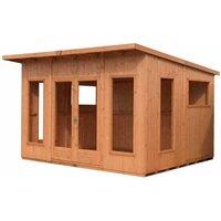 Shires Miami 12x10 ft Double Door & Two Opening Windows Summerhouse in Brown