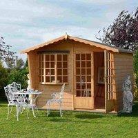Shires Sandringham 10 x 6 Feet Double Door with Fixed Window Summerhouse in Light Brown