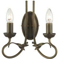 Netlighting Olivia 2 Light Indoor Candle Wall Light Black Gold E14