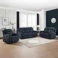 More4Homes Orka 1+2+3 Seater Fabric Manual Recliner Sofa Set in Blue