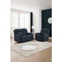 More4Homes Orka 1+2 Seater Fabric Manual Recliner Sofa Set in Blue