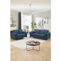 More4Homes Malmo Modern Scandi Style Fabric Living Room 2+3 Seater Sofa Set in Blue
