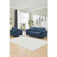 More4Homes Malmo Modern Scandi Style Fabric Living Room 1+3 Seater Sofa Set in Blue