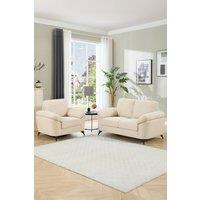 More4Homes Malmo Modern Scandi Style Fabric Living Room 1+2 Seater Sofa Set in Beige