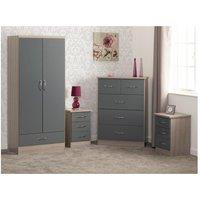 Seconique Nevada 2 Door 1 Drawer Wardrobe Bedroom Set in Grey