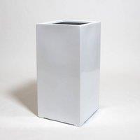 Primrose White Gloss Polystone Tall Square Cubic Planter 80cm