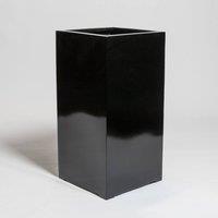 Primrose Black Gloss Polystone Tall Square Cubic Patio Planter 80cm