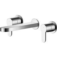 Balterley Pride Contemporary Round Wall Mount 3 Tap Hole Basin Mixer Tap, Chrome in Silver