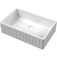Balterley White Fireclay Kitchen 1 Bowl Fluted Front Butler Sink with Overflow