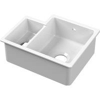 Balterley Fireclay 1.5 Bowl Right Hand Undermount Kitchen Sink Overflow 457mm in White