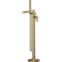 Balterley Current Round Floor Standing Bath Shower Mixer Tap, Kit Brushed Brass in Gold